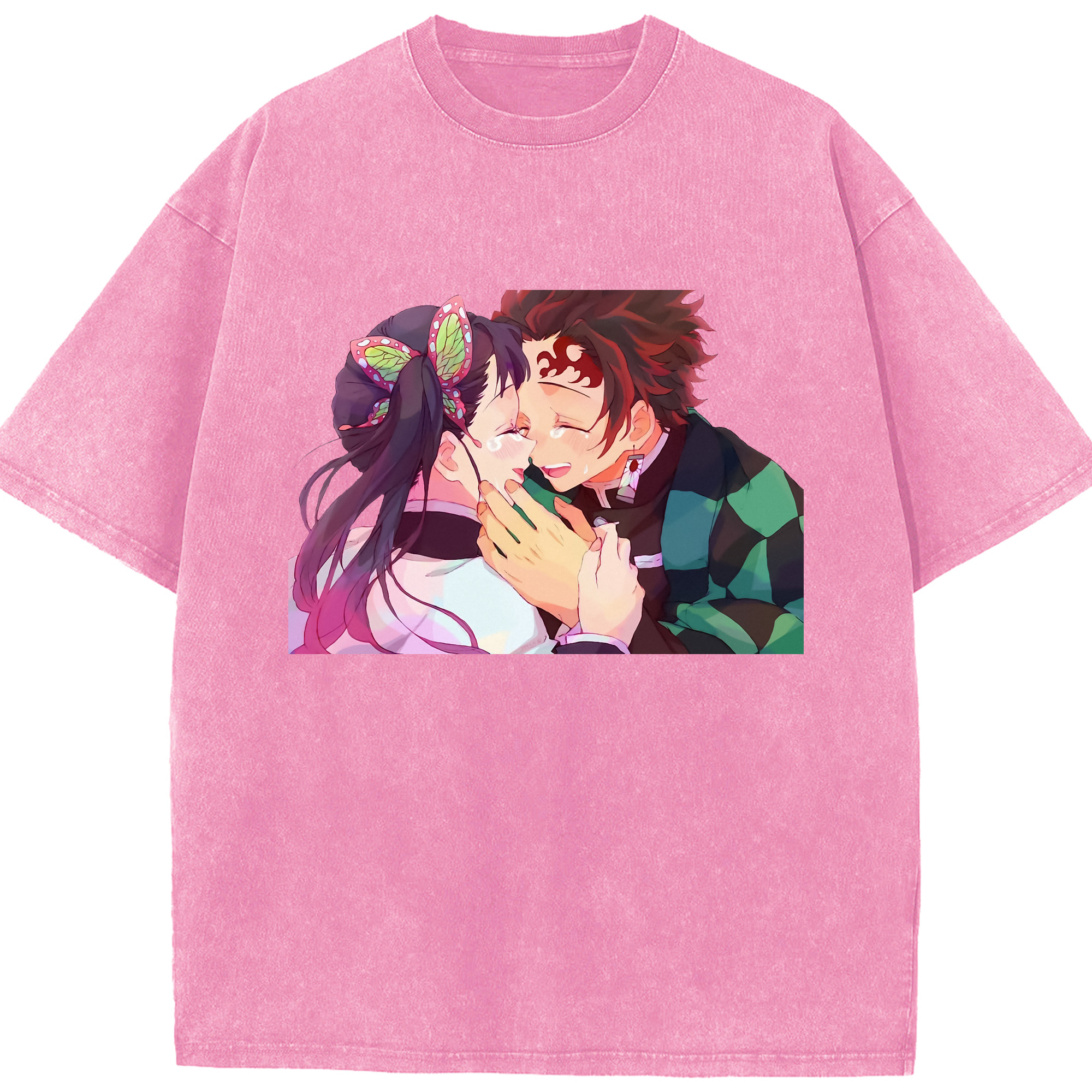 （画像用） 鬼滅の刃 竈門 炭治郎／かまど たんじろう Kamado Tanjirou 綿100% ヴィンテージ風 半袖Tシャツ（フロントプリント）